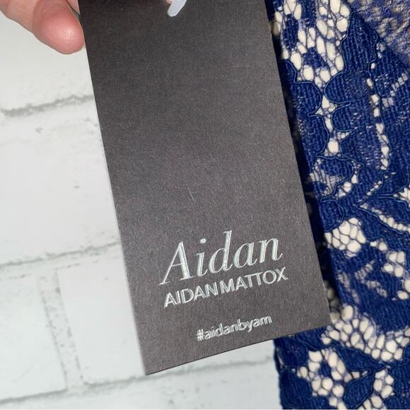 NEW Aidan Mattox Blue Lace Deep V Bodycon Cocktail Evening Party Dress sz 2 NWT - Picture 14 of 14